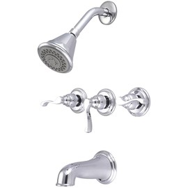 Central Brass 8968-B4 Brass Four Function Showerhead Three Handle Tube & Shower Set in Chrome