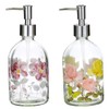 17oz Flower Glass Soap Dispenser Bottle with Plastic Pump,Set of