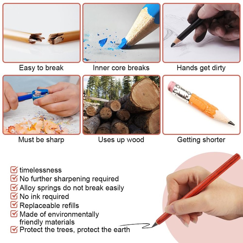 EXIN DEHCEN Pack of 3 Infinite Fountain Pencil, Eternal Pencil