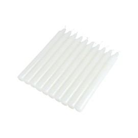 Set di 10 candele a candela, 20 cm, colore: bianco