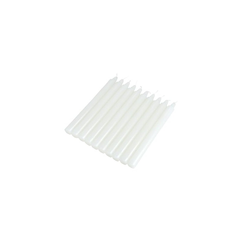 Set di 10 candele a candela, 20 cm, colore: bianco