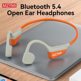 MZYMI Bone Conduction Headphones, Wireless Bluetooth 5.4 Open Ear Headphones,with Mic,15H Playtime,IPX6 Waterproof Sports Headset,for Running,Cycling,Workouts, Outdoor Sports (Orange)