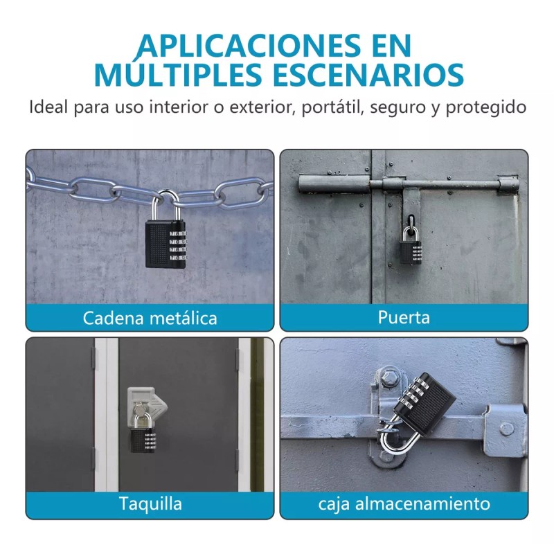 BSOON Candado De Combinación De 3 Piezas Con Seguridad De