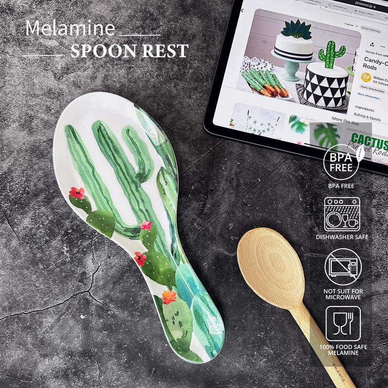 UPware Desert Cactus Melamine Spoon Rest, Cooking Spoon Holder for