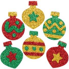 Baker Ross AX312 Christmas Bauble Glitter Foam Rubber Stickers - 96 Pieces, Festive Art and Craft Supplies for Crafts and Decorating at Christmas Time