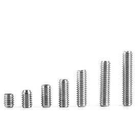 Hilitand A2-DIN916 Hex Socket Set Screw, Stainless Steel, M3 x 3/4/5/6/8/10/12 mm, 212 Pieces