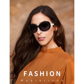 KALIYADI Polarized Oversized Sunglasses for Women Trendy Elegant Vintage Jackie O Sunglasses with UV Protection and Studded Temples