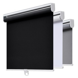 AOSKY Cordless Roller Shades Blackout Blinds for Windows Room Darkening Rolled Up Shades with Spring System, UV Protection Window Shades Door Blinds for Home and Office (34" W x 72" H, Black)