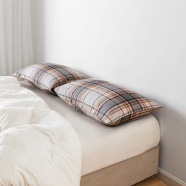 SUSYBAO 100% Cotton Pillowcases Queen Size Set of 2 Khaki Brown Tartan Plaid Stripe Print Bed Pillow Covers Envelope Closure End Pillow Protectors Luxury Quality Soft Breathable Durable, 20 in x 26 in