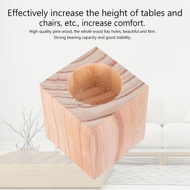 NUOBESTY Solid Wooden Round Furniture Leg Risers Blank Wood Lifters