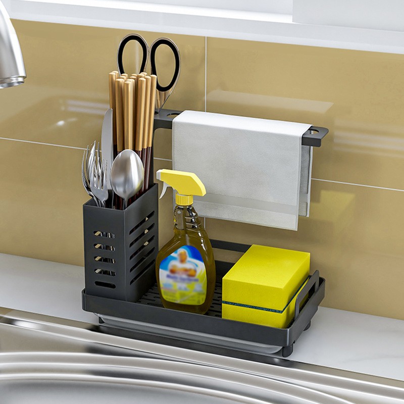 Kitchen Sink Caddy Organizer 304 Stainless Steel Sponge Soap Brushes