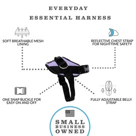 ShawnCo Essential Dog Harness, No-Pull Pet Vest with 3 Leash Clips, No Choke, Reflective, Adjustable and Padded, for Easy Walking and Training for Small, Medium and Large Dogs (ICY Lilac, L)