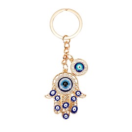 Herxion Evil Eye Keychain for Women, Protective Hamsa Hand Car Key Chains Women Cute, Blue Enamel Rhinestone Durable Key Ring. Good Luck Amulet & Protection Charm. Gift for Men, Girls, Boys & Friends.