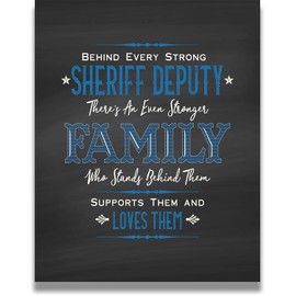 Behind Every Strong Sheriff - Law Enforcement Prints - Police Officer Gifts from Family - Police Hero Gift - Police Officer Wall Decor - Family Wall Art Gift to Sheriff - 8x10 unframed print