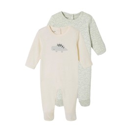 Vertbaudet VERTBAUDETOrganic Collection: Pack of 2 Baby Romper with Dinos, aqua