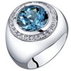 PEORA Men's Genuine London Blue Topaz Signet Ring 925 Sterling