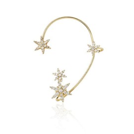 BSLVWG Earrings for Women, 2 Pieces Non-Piercing Cute Dainty Cubic Zirconia Wrap Crawler Cartilage Snowflake Ear Cuffs Climber Ear Bone Hook Clip Earrings Jewellery, Alloy Steel