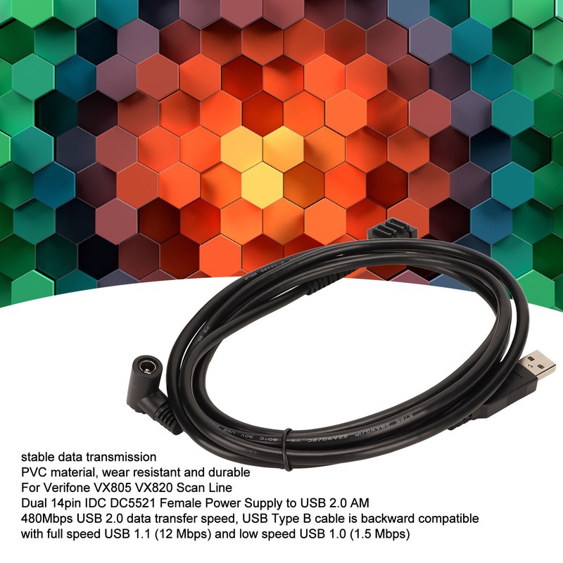 USB Cable for Verifone VX805 VX820 Dual 14pin IDC DC5521