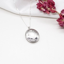 Tuscany Silver Women's 925 Sterling Silver Rhodium Plated 20 mm Flower Locket Pendant on 25PG Panza Curb Chain of Length 46 cm/18 Inch