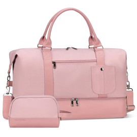 Oeihuivt Weekender Bags for Women - 20.5 Inch Large Travel Duffel Bag 2-Piece Set with Shoe Compartment, Heavy-Duty Canvas & Leather Carry On Overnight Tote (Airplane Approved)