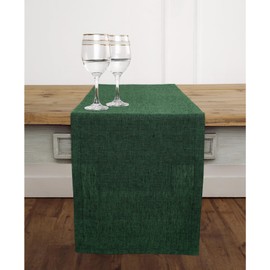Solino Home Linen Table Runner 36 inch – 100% Pure Linen Forest Green Table Runner 14 x 36 Inch – Machine Washable Dining Table Runner for Fall, Thanksgiving, Christmas, Winter – Athena