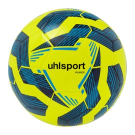uhlsport Player Football Football Ball for Adults - Size 5, Fluo Yellow/Navy/Cyan