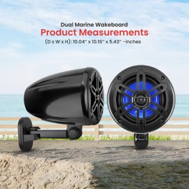 4” Waterproof Off-Road Speakers - 150W 2-Way Marine Woofer Sound System w/ 360° Rotatable Bracket, Full Range Outdoor Audio Stereo Speaker for Motorcycle ATV Jeep Boat, Includes Brackets (Black)