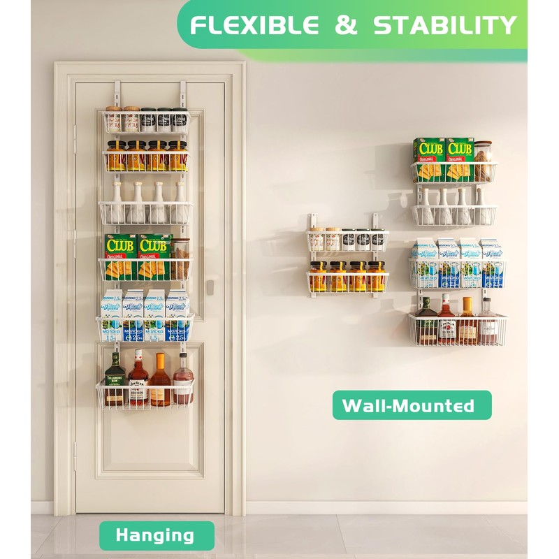 Mefirt 12 Inch Wide Narrow Over The Door Pantry Organizer,