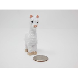 Native Wooden Creations Llama Figurine Statue Alpaca Miniature Small Animal Party Decor Wood Art Sculpture,White