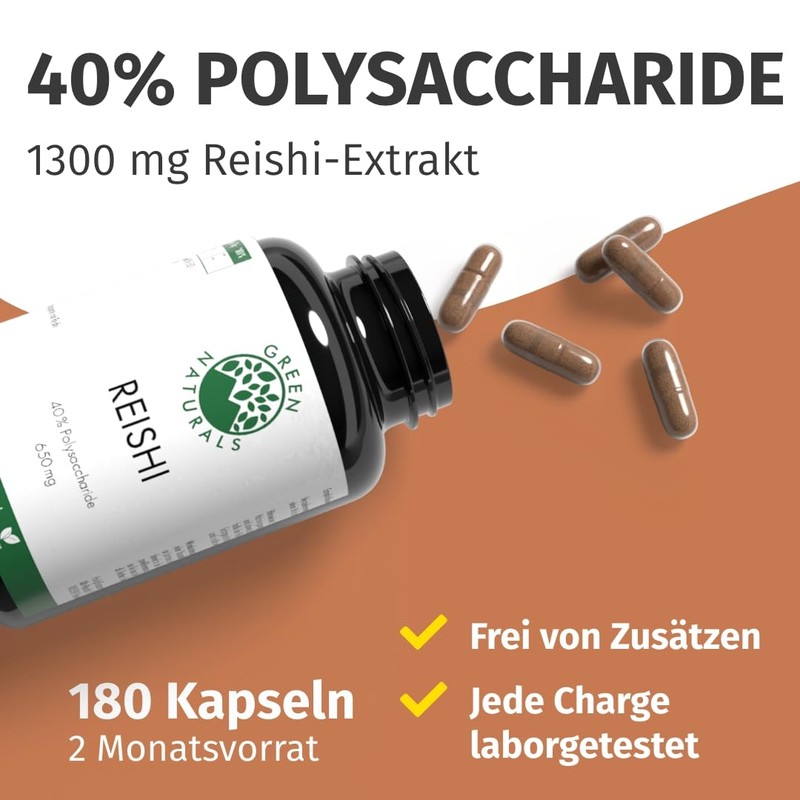 GREEN NATURALS Reishi Extract 40 (180 Capsules of 650 mg)