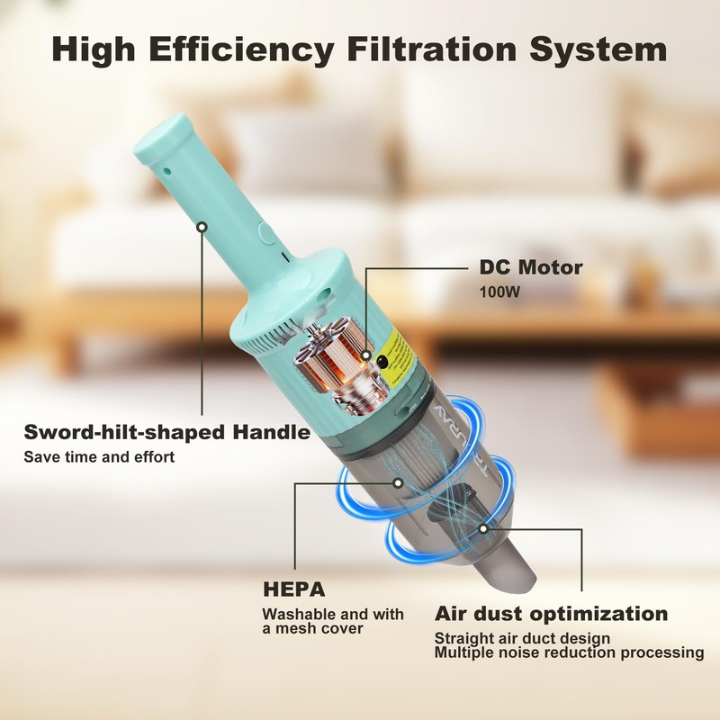 TROURAY 6-in-1 Rechargeable Household Stick Vacuum Cleaner, Convertible to Handheld,