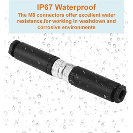 Solnique M8 4-Pin Male & Female Aviation Wire Connector, Waterproof IP67 Panel Mount Connector, 8mm Industrial Circular Sensor Interface, A-Coded, Durable for Outdoor Use, 2-Pack