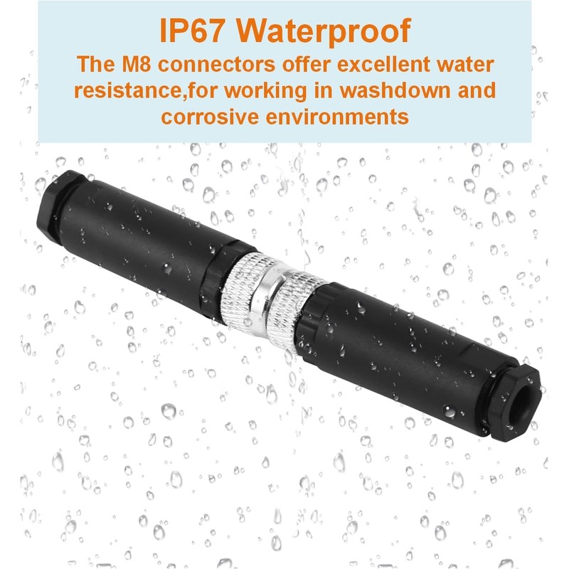 Solnique M8 4-Pin Male & Female Aviation Wire Connector, Waterproof