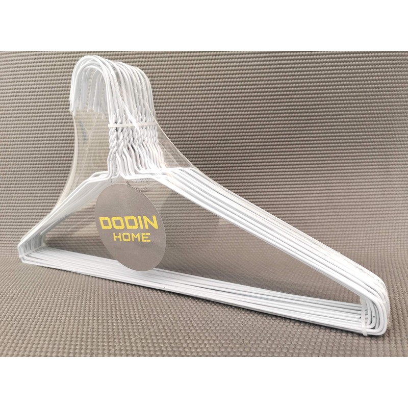 DODIN HOME 10 White Wire Hangers Space Saving Metal Coat