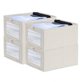 Prestigénie - Clothes Storage Boxes, 2 Pack Canvas Storage Basket for Clothes, Shoes, Toys, Books