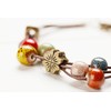iSmile (SunTree) Ceramic Bracelet with Drawstring, Glass Stone Leather Silver