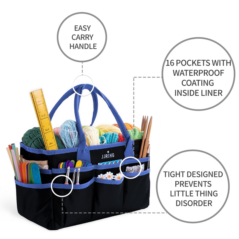 Jjring Fundamental Organizer 600D Nylon Artist Tote Bag, Blue Edge