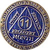 11 Month AA Medallion Dusty Blue Color Gold Plated Sobriety