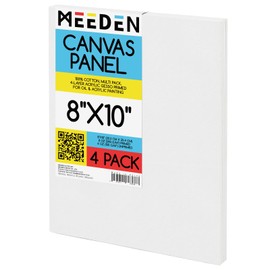 MEEDEN 4-Pack 100% Cotton Canvas Boards for Painting - 8x10'' Blank Canvas Panels for Oil & Acrylic Painting, Ready to Paint Art Supplies for Professional Artists, Students