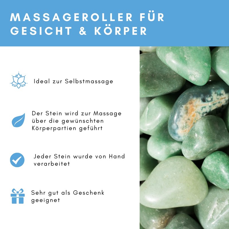 Lapis Vitalis Chi Massage Roller Aventurine, Relaxation, 15 cm, Face