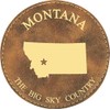 Montana State Outline with Motto 4" Round Leather 6-Coaster Set