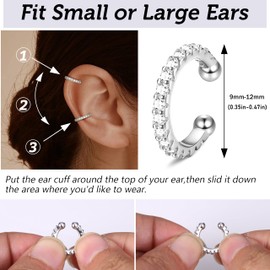 ORAZIO Ear Cuff Silver Cuff Earrings for Women Ear Cuffs No Piercing Fake Cartilage Helix Ear Wrap Earrings Gold Silver Ear Cuffs Non Piercing Fake Earring