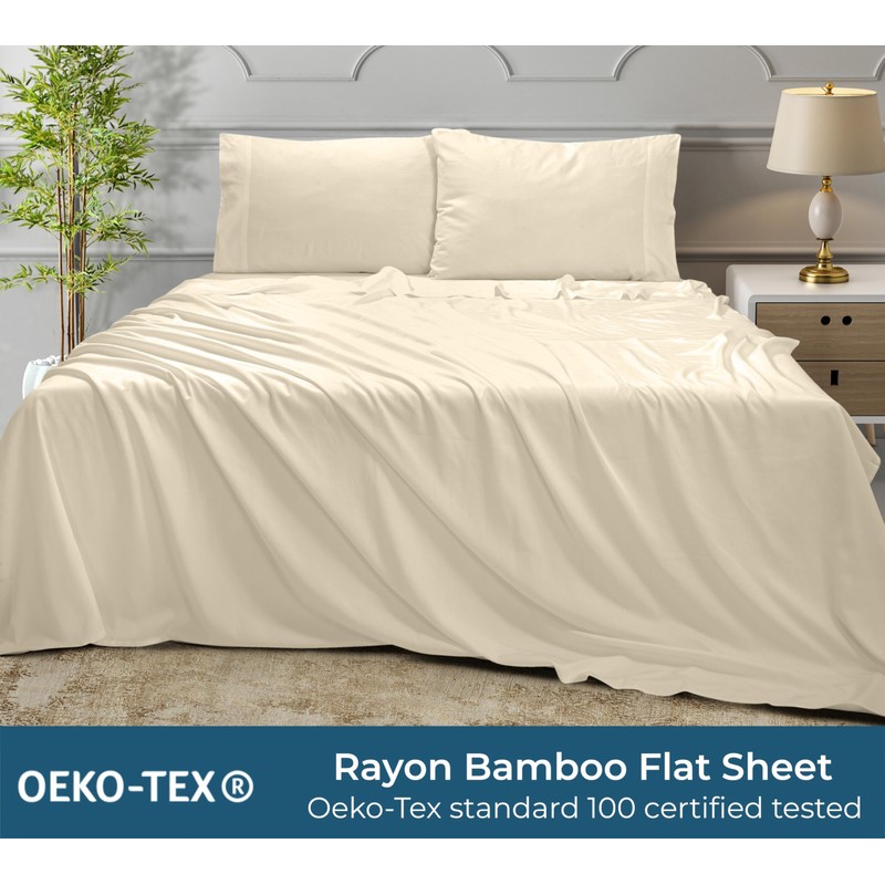 Royale Linens Bamboo Viscose Twin Flat Sheets Only - Cooling