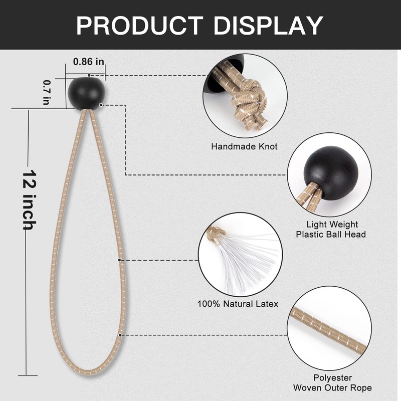 Ball Bungee Cords for Canopy 12 inch,50 pcs Tarp Bungee