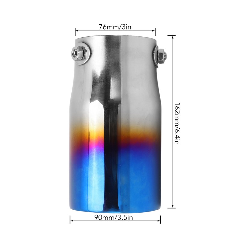 Exhaust Tip 3in Inlet 3.5in Outlet 6.4in Length Straight Edge