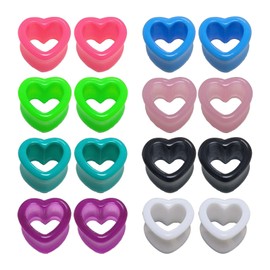 GUSXPPD 8 Pairs Acrylic Flesh Tunnels,Ear Stretching Kit, Acrylic Double Flared Ear Gauges, Heart-Shaped Ear Tunnels Strectchers, Ear Gauges Expander for Women Men 4-20MM (16MM)