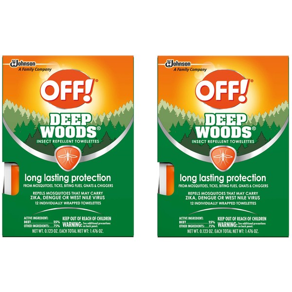 OFF! Deep Woods Insect Repellent Towelettes (12 Count, Pack of 2)