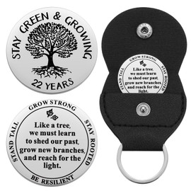 Ukodnus 22 Years Sobriety Coin, Twenty-Two Years Sober Gifts, Sober for Men Women in Recovery, AA Recovery Medallion Chip, Alcoholics Anonymous Yearly Celebrate Gift