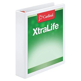 Cardinal XtraLife Locking Slant-D Ring Binder, 1 1/2" Rings, 52% Recycled, White