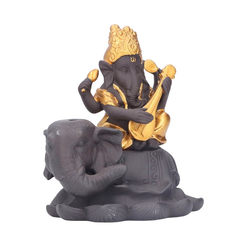 Backflow Incense Burner Pipa Elephant Purple Sands Gold Drawing Portable